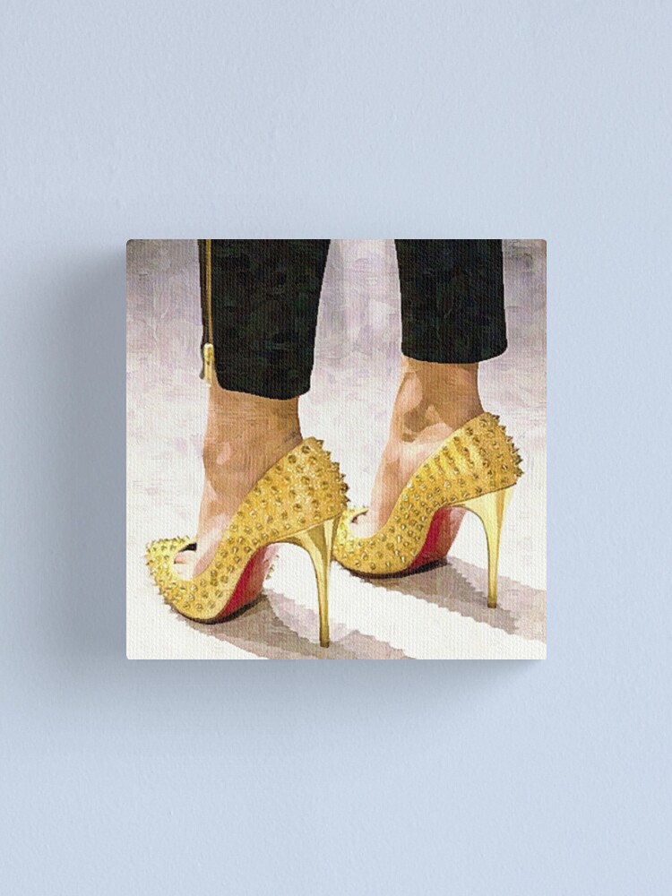 red bottom heels gold