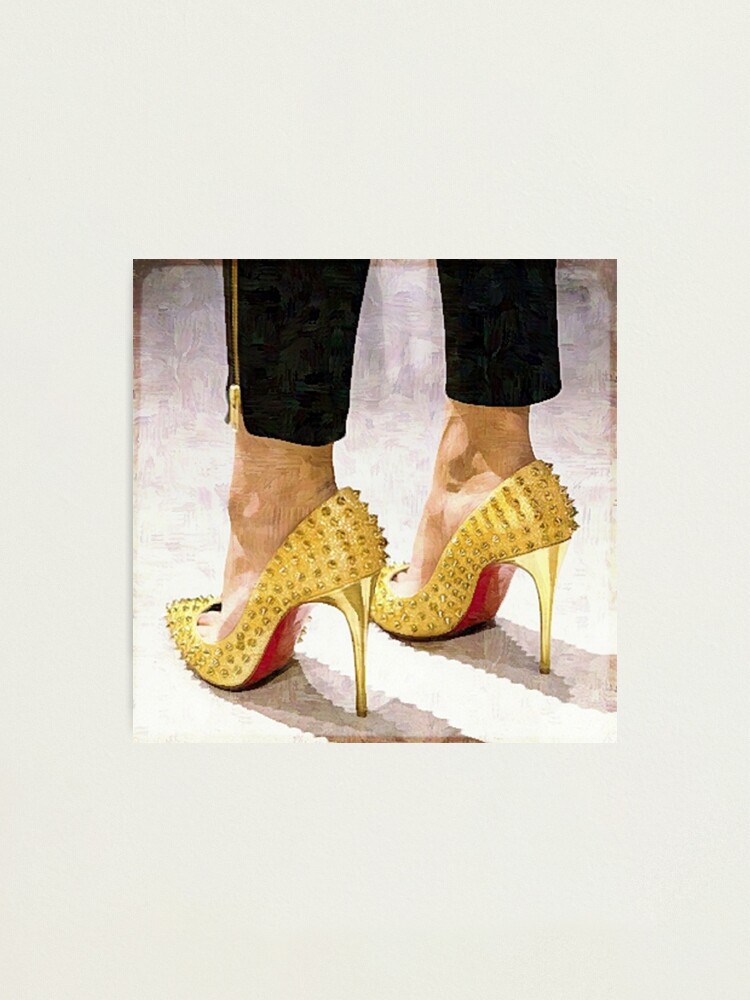 gold heels louboutin