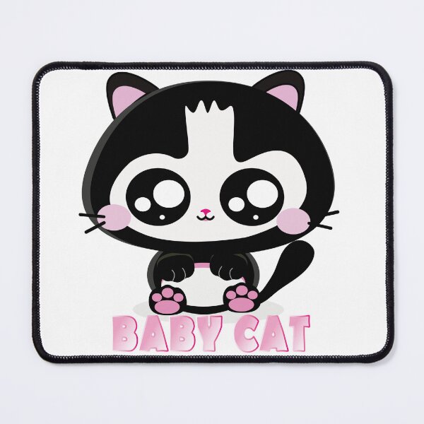 Item preview, Baby Cat Gatinho preto e branco com bochechas rosadas, kawaii designed and sold by GirlaineSQ.