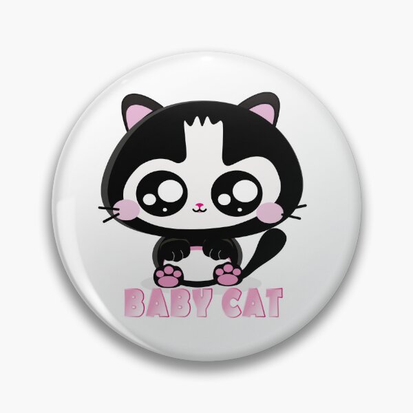 Item preview, Baby Cat Gatinho preto e branco com bochechas rosadas, kawaii designed and sold by GirlaineSQ.