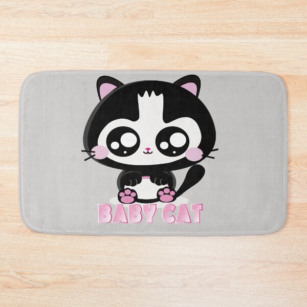 Item preview, Baby Cat Gatinho preto e branco com bochechas rosadas, kawaii designed and sold by GirlaineSQ.