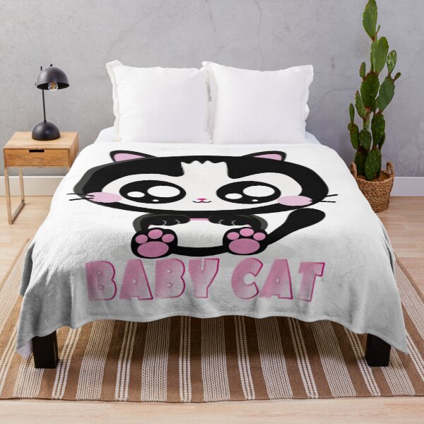 Item preview, Baby Cat Gatinho preto e branco com bochechas rosadas, kawaii designed and sold by GirlaineSQ.