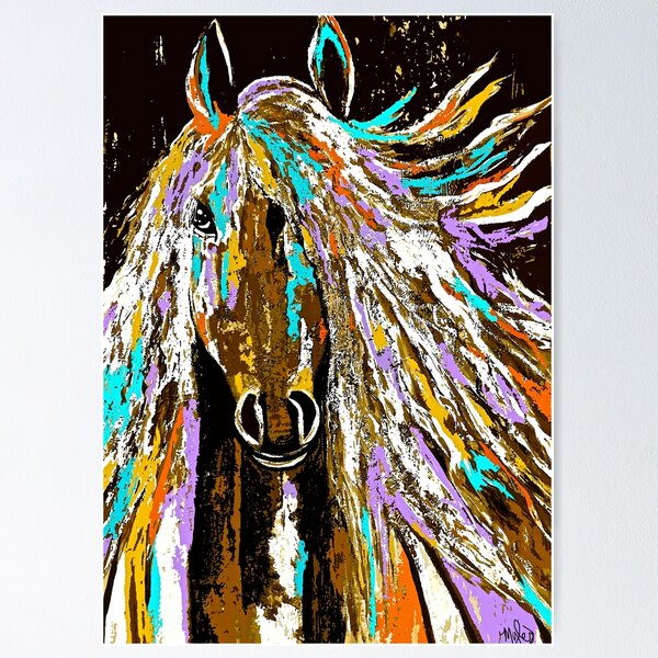 Item preview, Horse Abstract Brown Blue Gold  designed and sold by Overthetopsm.