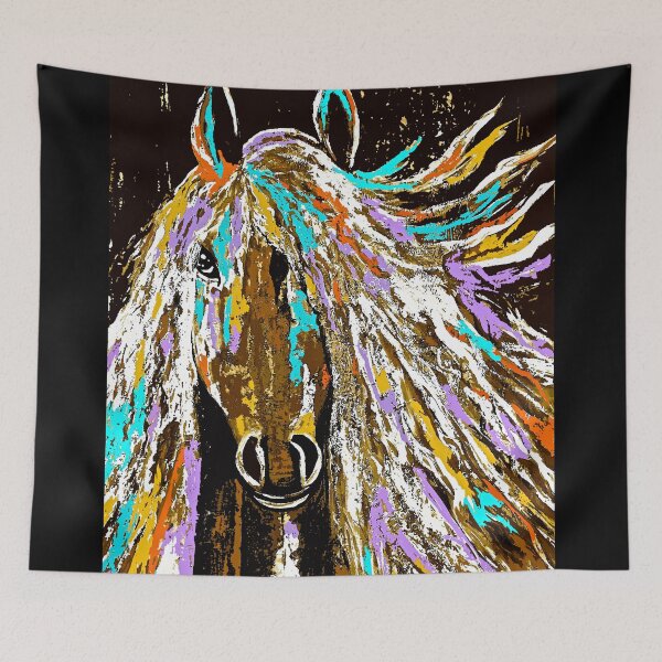 Item preview, Horse Abstract Brown Blue Gold  designed and sold by Overthetopsm.