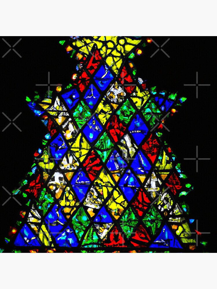 "Christmas Lights in shape of Christmas Tree with Star as a Stained Glass Window (AI Generated