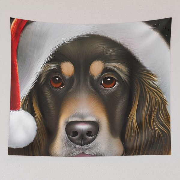 Item preview, Christmas Deutscher Wachtelhund Wearing A Santa Hat designed and sold by ZenEverAI.