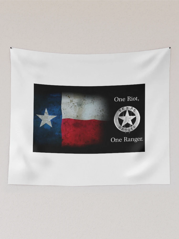 Thumbnail 2 of 3, Tapestry, Texas Ranger Motto: One Riot . . . One Ranger designed and sold by Daniel Hagerman.