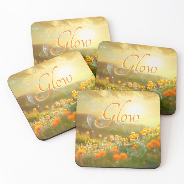 Item preview, Glow.. A dreamy and calming design, sunshine and bubbles sparkling over a meadow of orange flowers designed and sold by Wonder & Whimsy.