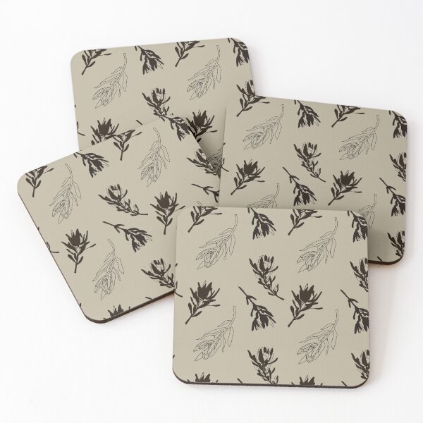 Item preview, Minimal black flower pattern leucodendron designed and sold by SvirenLisa.