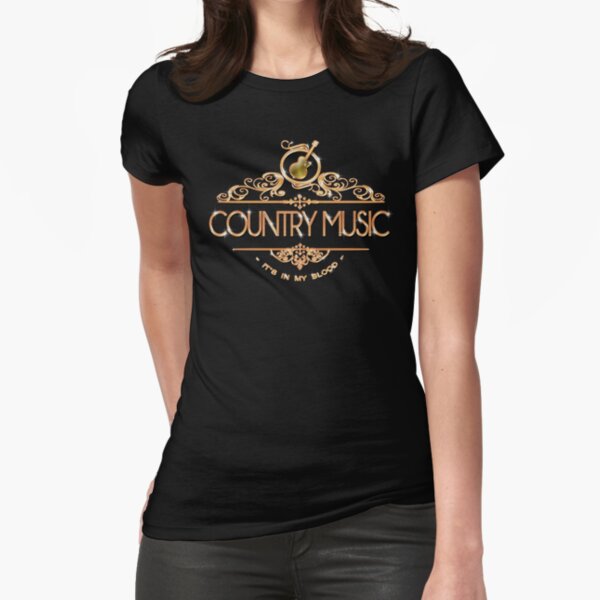 Country Music Lover Unique Elegant Gold Festival T-Shirt Fitted T-Shirt