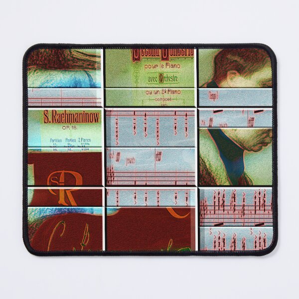 Item preview,  AMAZING PAINTING ABSTRACT PORTRAIT OF SERGEI RACHMANINOFF PIANIST MUSICIAN COMPOSER - CLASSICAL MUSIC SCORE - PATCHWORK SIGNATURE designed and sold by Ralek.
