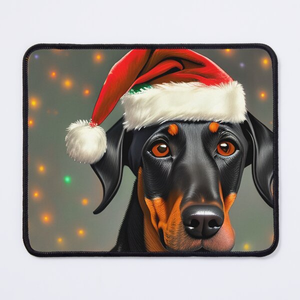 Item preview, Christmas Doberman Pinscher Wearing A Santa Hat designed and sold by ZenEverAI.