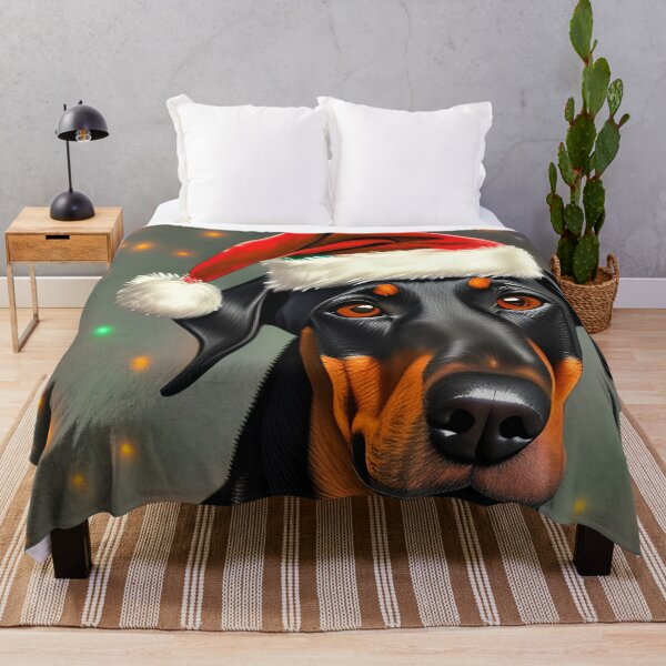 Item preview, Christmas Doberman Pinscher Wearing A Santa Hat designed and sold by ZenEverAI.