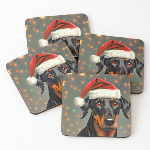 Item preview, Christmas Doberman Pinscher Wearing A Santa Hat designed and sold by ZenEverAI.