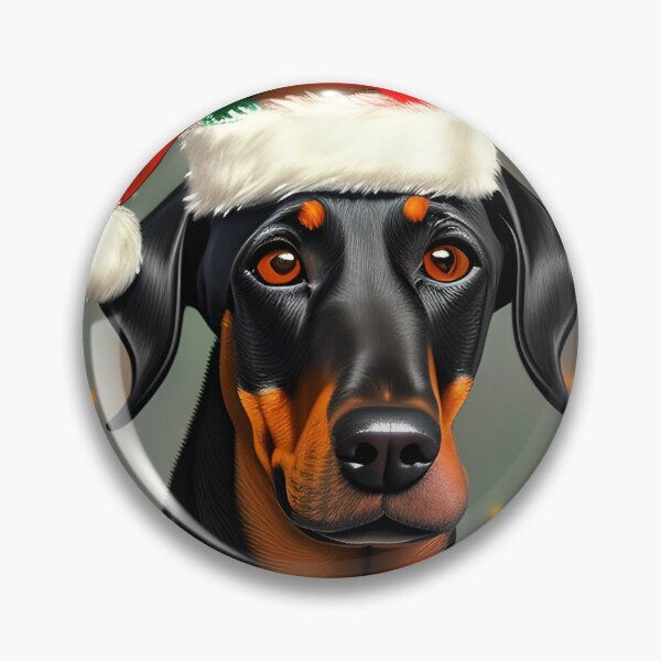 Item preview, Christmas Doberman Pinscher Wearing A Santa Hat designed and sold by ZenEverAI.