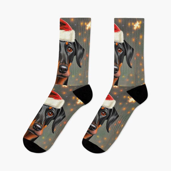 Item preview, Christmas Doberman Pinscher Wearing A Santa Hat designed and sold by ZenEverAI.