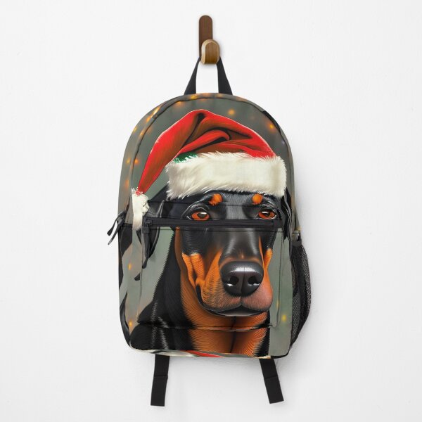Item preview, Christmas Doberman Pinscher Wearing A Santa Hat designed and sold by ZenEverAI.