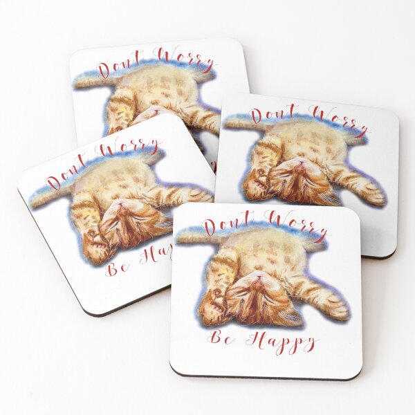 Item preview, Watercolor Hand Painted Sleeping Kitty Print, Don't worry, be happy! designed and sold by Oksana Suprun.