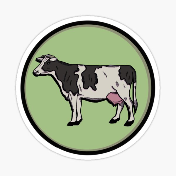 " Black and White Cow" Sticker for Sale by groovygreengal Redbubble