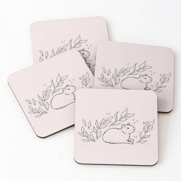Item preview, Capybara and Leaf [Black Lines] designed and sold by Thirea.