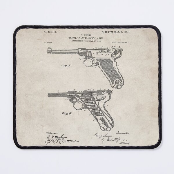 Item preview, Luger Pistol Firearms Patent - Gun Lover Vintage Guns Art - Antique designed and sold by patentpress.