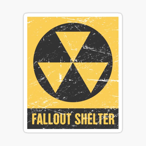 Fallout Shelter Warning Sign Atomic Nuke Nuclear Bomb Aged Vinyl Die Cut Decal 