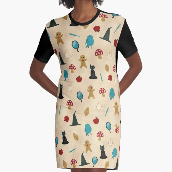 Fairytale Pattern Graphic T-Shirt Dress