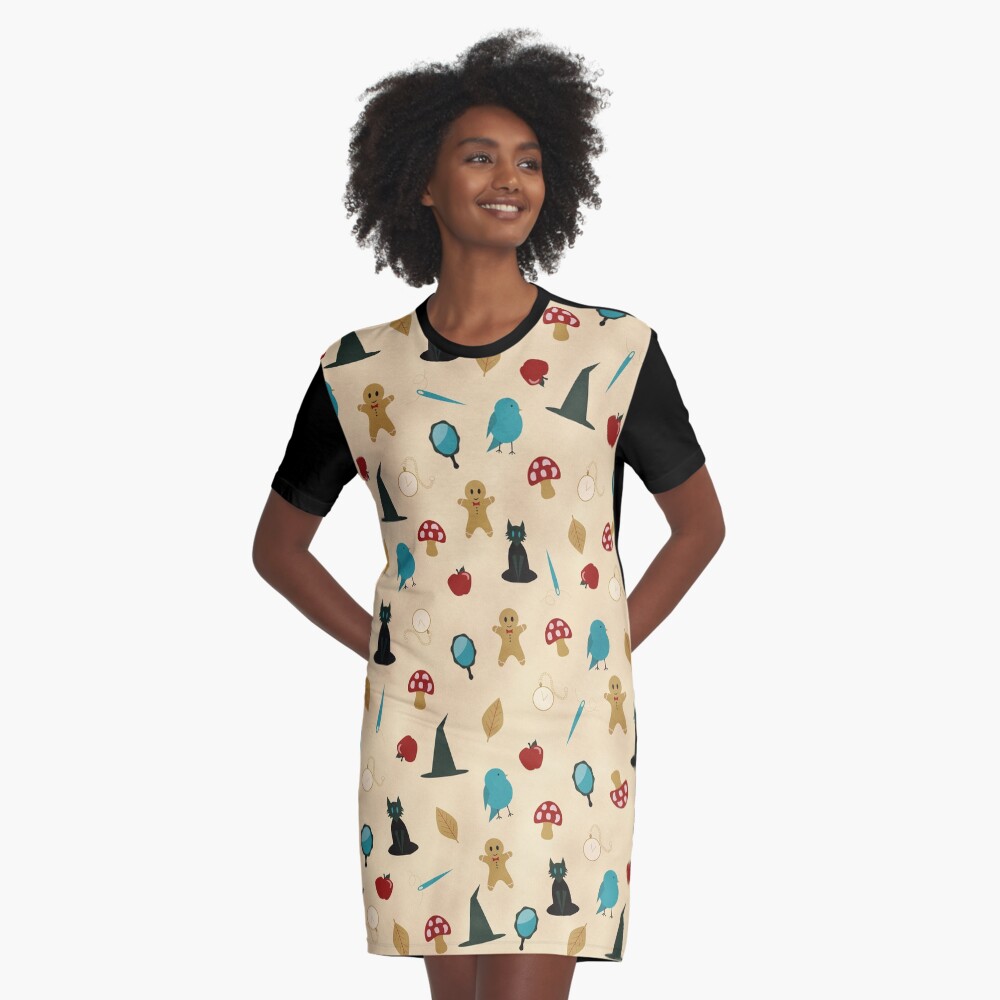 Fairytale Pattern Graphic T-Shirt Dress