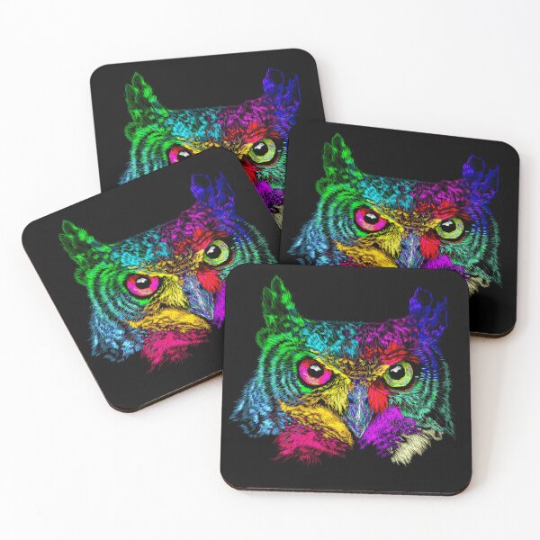 Item preview, abstract magic colored owl neon illustration designed and sold by Bcolors.