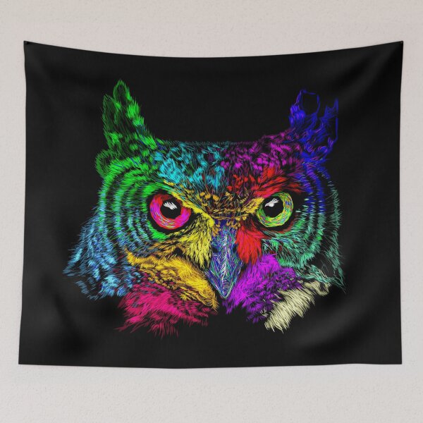 Item preview, abstract magic colored owl neon illustration designed and sold by Bcolors.