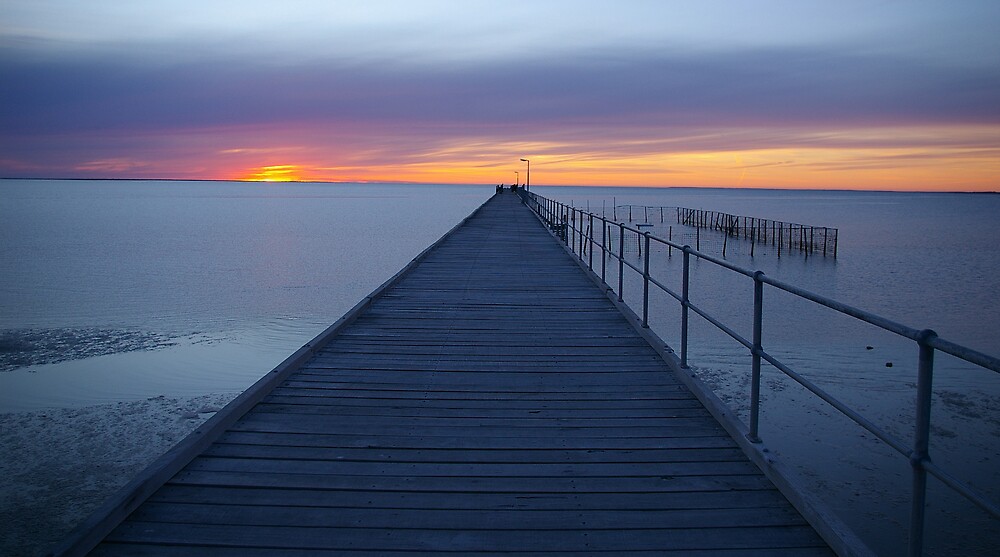 "Smoky Bay jetty at sunset" by Wayne England Redbubble
