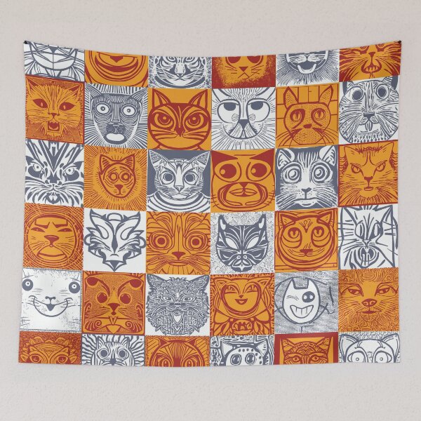 Item preview, Hawaiian Tribal Style Cat Face Check Checker Pattern designed and sold by pelagio.