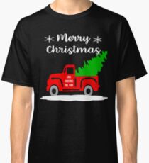 Old Vintage Red Truck Merry Christmas Shirt Christmas Tree Classic T-Shirt