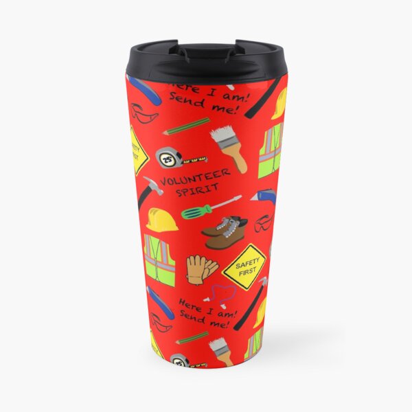 Safety first construction volunteer red Travel Mug