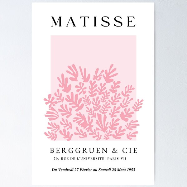Item preview, Henri Matisse soft pink La Gerbe Exhibition white background designed and sold by blazingbloom.