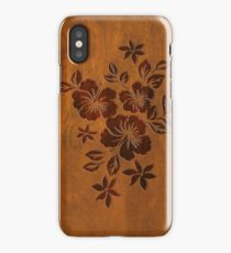 Lilikoi Hibiscus Faux Koa Wood Hawaiian Surfboard iPhone Case/Skin