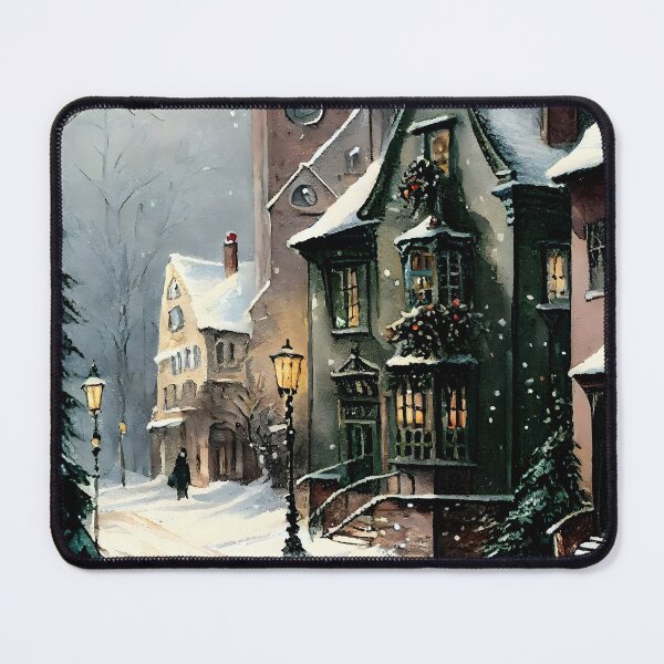 Item preview, Snowing in a Victorian Vintage Christmas Scene Quaint European Village on Christmas Eve designed and sold by CGSGraphics.
