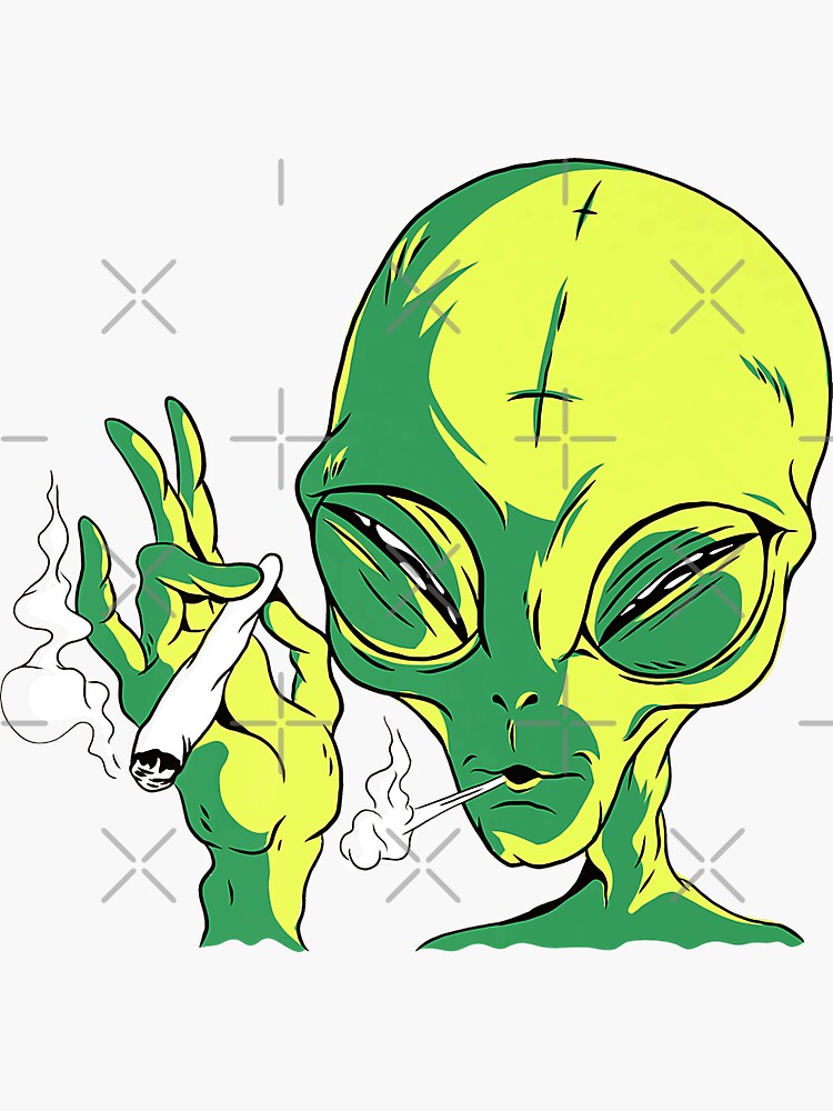 “Alien Smoking” Sticker for Sale by Canabee | Redbubble