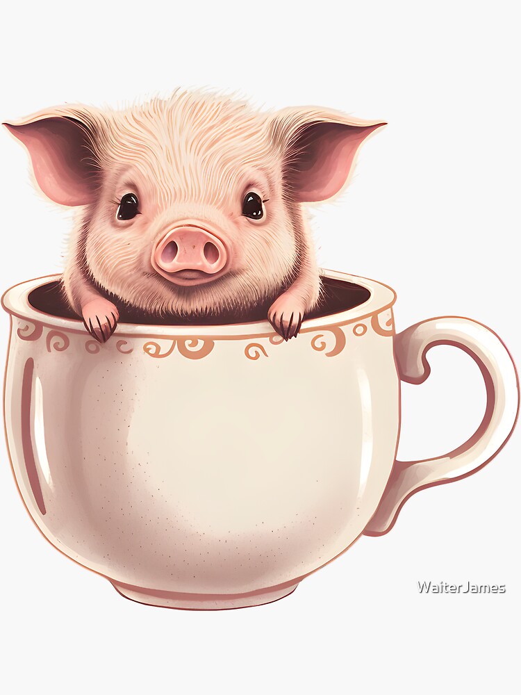 "Teacup Pig in a Teacup" Sticker for Sale by WaiterJames Redbubble