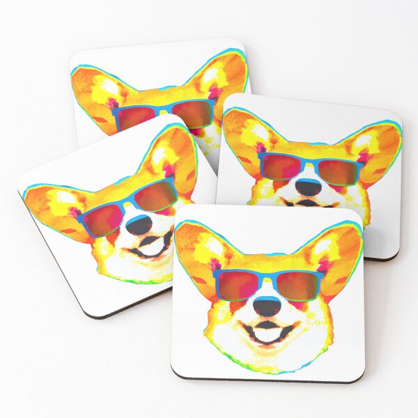 Item preview, Colorful Corgi with glasses style designed and sold by ASwissBear.