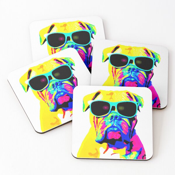 Item preview, Colorful boxer dog with sunglasses designed and sold by ASwissBear.