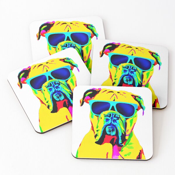 Item preview, Colorful boxer dog with sunglasses designed and sold by ASwissBear.