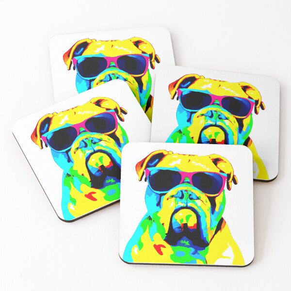 Item preview, Colorful boxer dog with sunglasses designed and sold by ASwissBear.