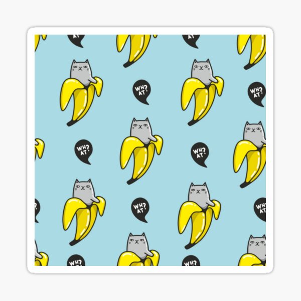 "Cat Banana what banana peel meme viral cartoon sticker fruit grocery