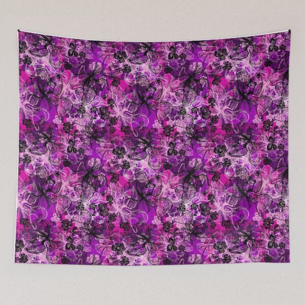 Item preview, Wahine Lace Hawaiian Orchid Illustration - Pink, Violet and Black designed and sold by DriveIndustries.