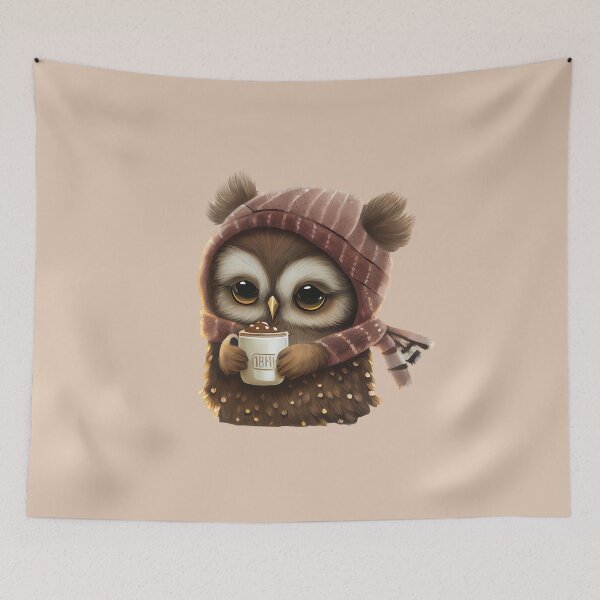 Item preview, Cute Owl Drinking Hot Chocolate, Hot Cocoa, chocolate lover, owl lover, winter designed and sold by Mumzy2many.