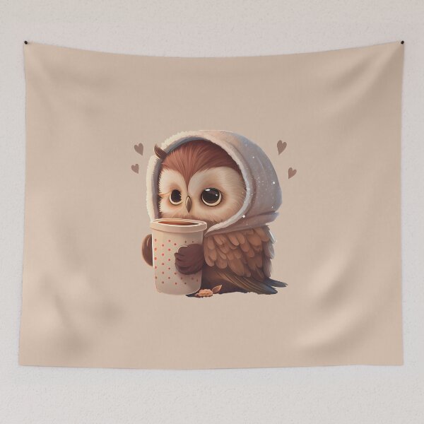 Item preview, Cute Owl Drinking Hot Chocolate, Hot Cocoa, chocolate lover, owl lover, winter designed and sold by Mumzy2many.