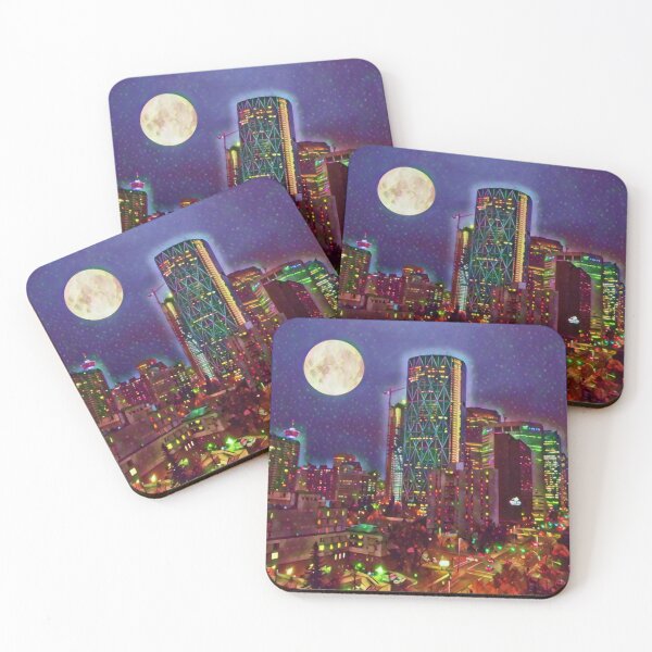 Item preview, Colorful Calgary under the full moon - painting style designed and sold by Hamilton is Beautiful.