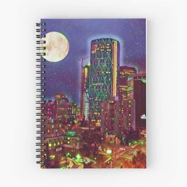 Item preview, Colorful Calgary under the full moon - painting style designed and sold by Hamilton is Beautiful.