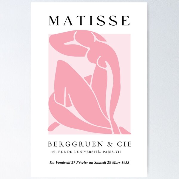 Item preview, Henri Matisse soft pink abstract Woman Exhibition white background designed and sold by blazingbloom.